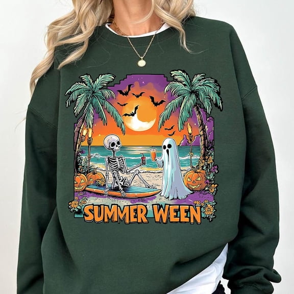 Retro Summer Halloween Shirt, Funny Summerween Tee, Trendy Characters Sweatshirt, Spooky Summer Halloween Graphic Shirt for Fan