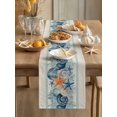 thumbnail image 1 of Retro Summer Sea Stars Shells Corals Table Runner 13x90in Non-Slip Cotton Linen Table Runners, Blue Striped Dresser Scarves TableRunner for Dinner Kitchen Dining Wedding Party, 1 of 9