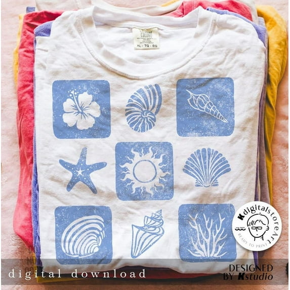 Retro Summer Seashell T-shirt, Clam Hibiscus Sun Summer Vibes Shirt, Salty Shirt, Summer Beach, Summer Shirt,Girl Vacation Summer TH060629