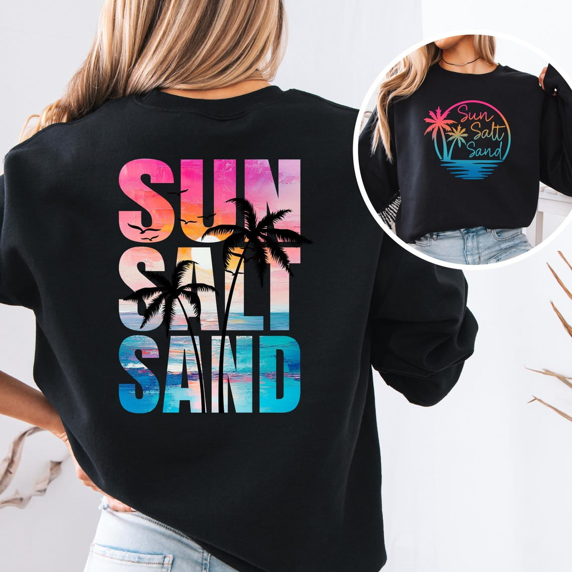 Retro Summer Sun Salt Sand Shirt, Sun Sand Salt Beach Shirt, Summer ...