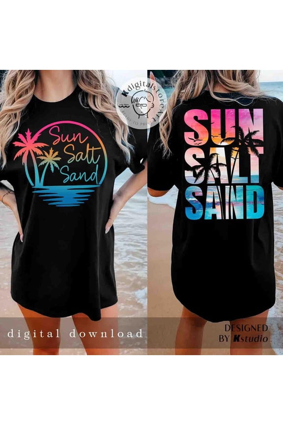 Retro Summer Sun Salt Sand T-shirt, Summer Vibes T-shirt, Summer Beach Shirt, Summer Shirt, Sunset Salty Summer Vacation Tee Sublimation TH190504