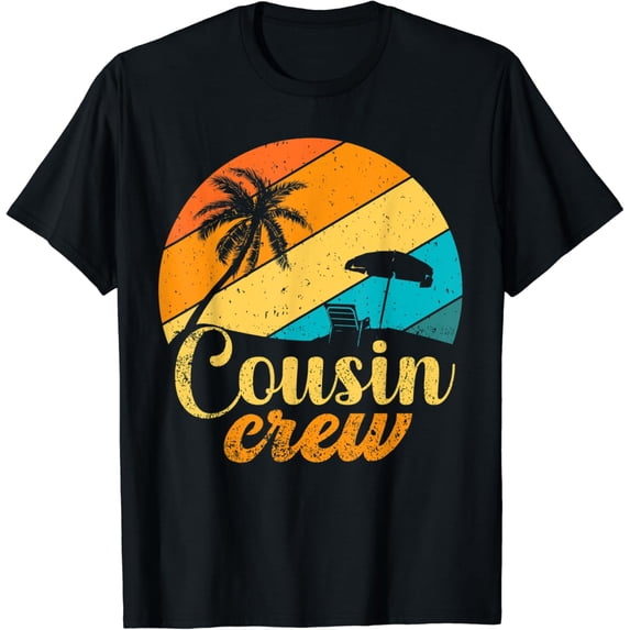Retro Summer tee family vacation vintage beach cousin crew T-Shirt Black Large