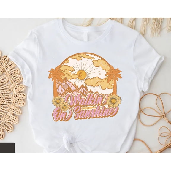 Retro Summer Tshirt, Retro Walkin On Sunshine Shirt, Summer Gifts For Women, Sunshine Tshirt, Beachy Vibes Shirt, Girls Summer Trip Shirts SWEATSHIRT All Size S-5XL