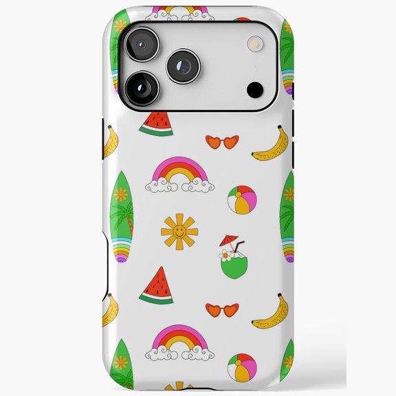 Retro Summer Vibes Surfboard Watermelon Rainbow for iPhone Case 11 through 17 Pro Max