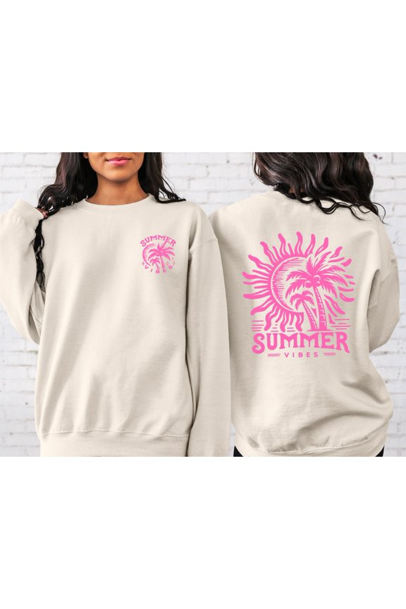 Retro Summer Vibes Sweatshirt: Beach Vacation Graphic