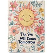 Retro Sun Fleece Blanket - Cute Cheerful Floral Vintage Throw Blankets,Soft Cozy Lightweight, Ideal for Living Room Home Decor and Kids Women Girls Gifts 30" x 40"