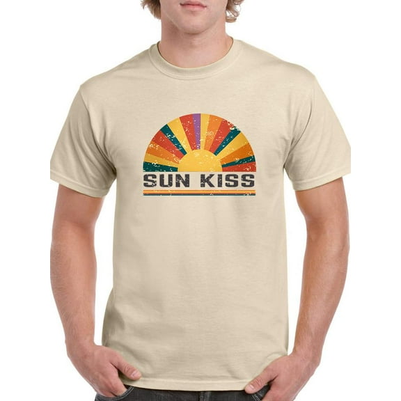 Retro Sun Kiss Slogan T-Shirt Men -Image by Shutterstock, Male 4X-Large