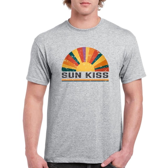 Retro Sun Kiss Slogan T-Shirt Men -Image by Shutterstock, Male Medium