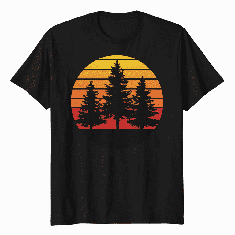 Retro Sun Minimalist Pine Tree Design - Graphic T-Shirt Retro Sun Minimalist Pine Tree Design - Graphic T-Shirt