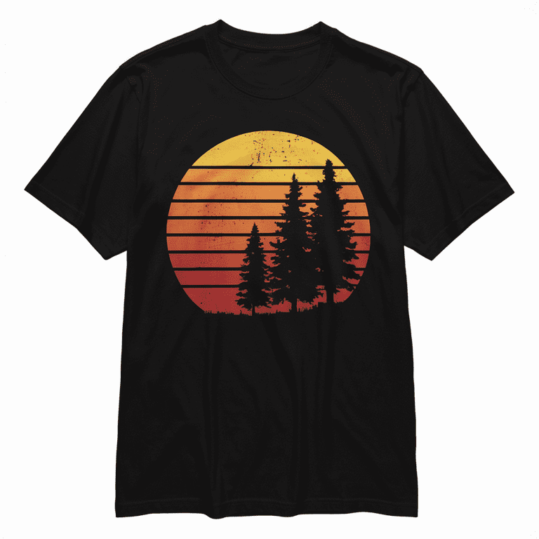Retro Sun Minimalist Pine Tree Design T-Shirt Retro Sun Minimalist Pine Tree Design T-Shirt