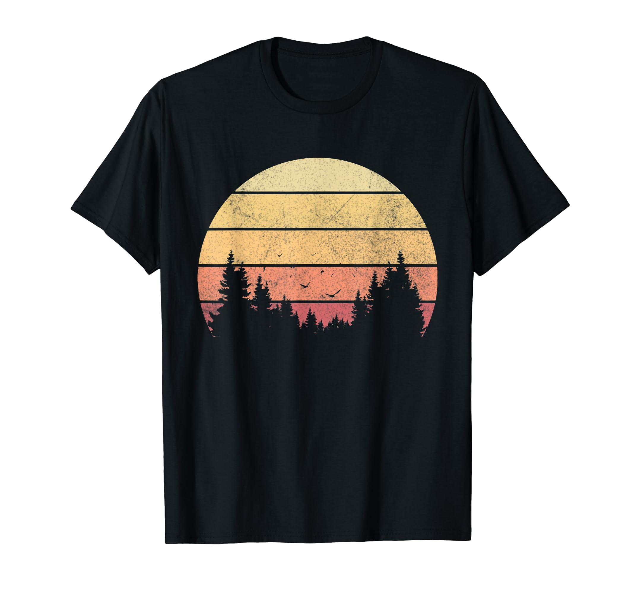 Retro Sun Minimalist Pine Tree Design Mountain Life TShirt