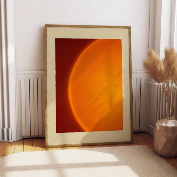 Retro Sun Painting Psychedelic Aura Warm Gradient Solar Home Decor, Stretched Canvas