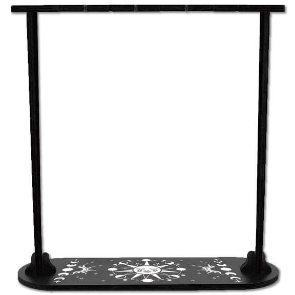 Retro Sun Pendulum Display Stand Black Wooden Display Holder Moon Phase Oval Rustic Divination Pendulum Storage Rack Incense Rack Shelf for Supplies