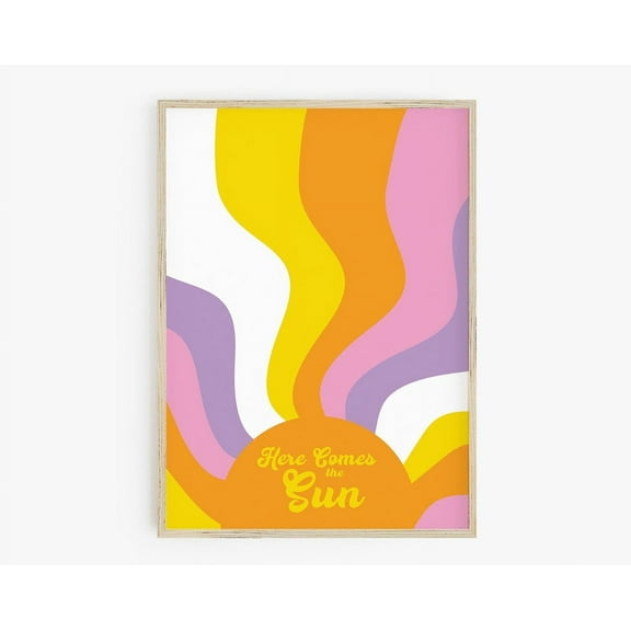 Retro Sun Print, Y2K, Groovy Sun Art, Y2K Decor, Here Comes The Sun, 90S Aesthetic, Dorm Room Decor, Abstract Sun, Bright Poster Wall Art, Modern Wall Decor, 8x12 UNFRAMED