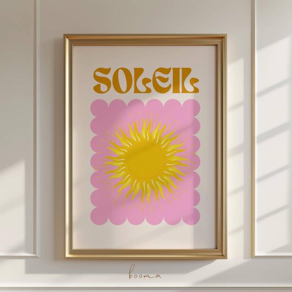 Retro Sun Wall Art Soleil Aesthetic Sun Bedroom Living Room Modern Summer Decor