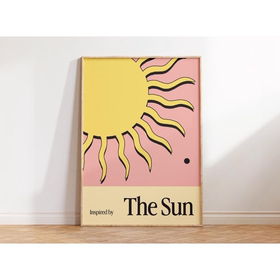 Retro Sun Wall Art, Unframed Paper Poster 8x10in