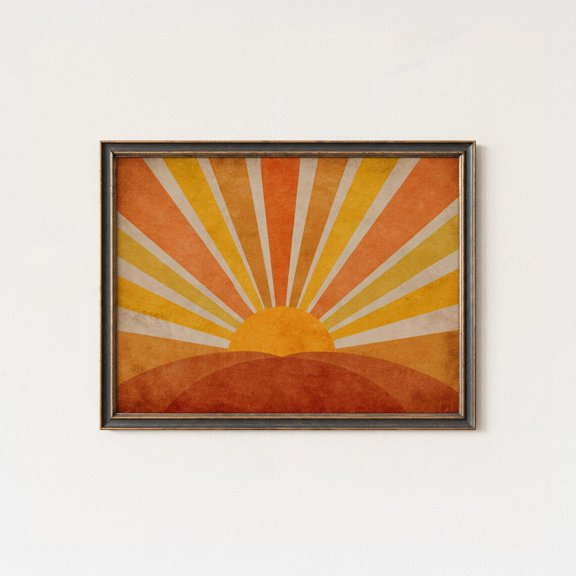 Retro Sunburst Sunrise Poster, Unframed Paper Poster 16x20in