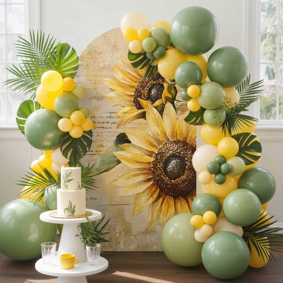 Retro Sunflower Arch Backdrop Cover, 7.2FT, Pastoral Floral Painting Newspaper Background Spandex Arch Covers Double-Sided Backdrop for Wedding Birthday Party Photo Background Decoration