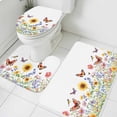 thumbnail image 1 of Retro Sunflower Bathroom Rugs Set Daisy Butterfly Pastoral Rustic Floral Field Non Slip Absorbent Soft Bath Mats 3 Piece Set with Bathroom Rug, U-Shaped Floor Mat, Toilet Seat Cover Large Size, 1 of 9