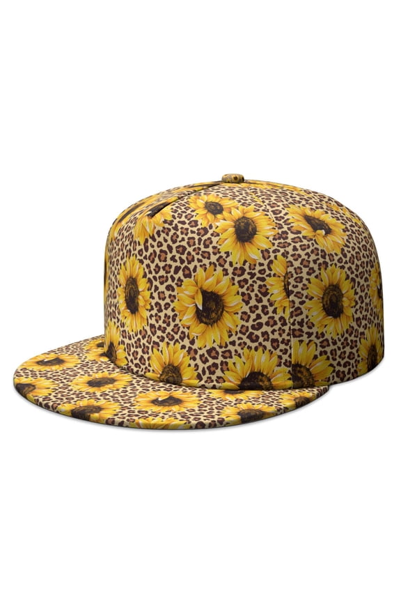Retro Sunflower Graphic Baseball Cap - Adjustable Streetwear Snapback Hat - Rustic Country Floral Pattern