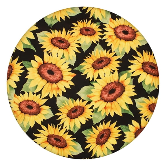 Retro Sunflower Graphic Round Tablecloth Elastic Edge Waterproof Rustic Farmhouse Dining