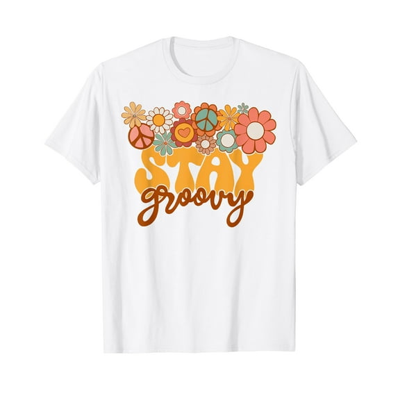 Retro Sunflower Hippie Stay Groovy Positive Mind Happy Life T-Shirt Flower Tee
