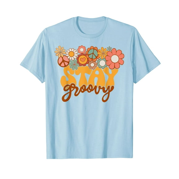 Retro Sunflower Hippie Stay Groovy Positive Mind Happy Life T-Shirt Flower Tee