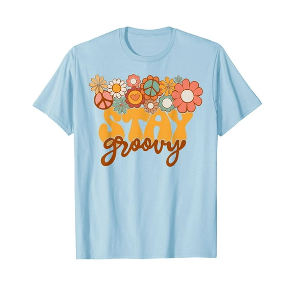 Retro Sunflower Hippie Stay Groovy Positive Mind Happy Life T-Shirt Flower Tee