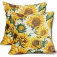 thumbnail image 1 of Retro Sunflower Pillow Covers 18x18 Set of 2 Summer Yellow Flower Throw Pillows Farmhouse Outdoor Floral Decorative Pillowcase Linen Square Cushion Cover for Home Couch Bed, 1 of 6