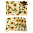 thumbnail image 1 of Retro Sunflower Placemats Set of 4, Watercolor Letter Flowers Placemats for Dining Table, Place Mats for Kitchen Tabletop, Waterproof Wipeable Dining Table Mats Set, 1 of 9