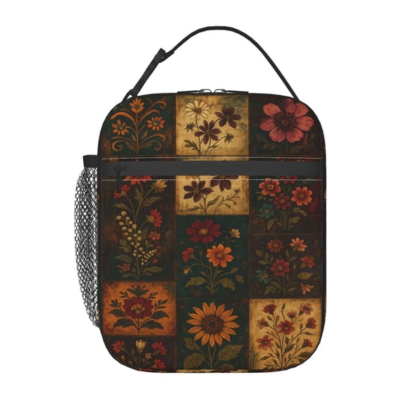 Retro Sunflower Sheep Classic Flowers Lunch Bag Portable Thermal Lunch Box for Men and Women