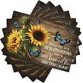 thumbnail image 1 of Retro Sunflower Table Placemats Set of 6 Vintage Plants Floral Butterfly Rustic Farmhouse Wooden Board Decor Table Placemats for Living Room Kitchen Party Holiday Dinner Home Decorate, 1 of 6