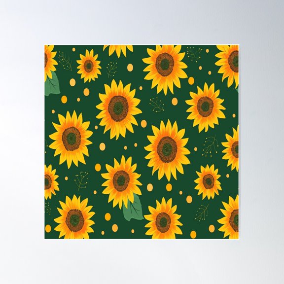 Retro Sunflower Vibes Poster Wall Art, Modern Wall Decor For Living Room Bedroom, 24x24 UNFRAMED