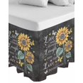 thumbnail image 1 of Retro Sunflower Wrap Around Bed Skirts for Queen Bed 16" Drop,Bed Skirt with Adjustable Elastic Belt Dust Ruffle Bed Valance for Bedroom Hotel Spring Summer Farmhouse Floral Butterfly Bed Frame Cover, 1 of 7