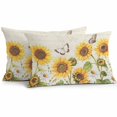 thumbnail image 1 of Retro Sunflowers Lumbar Pillow Covers 20x12 Inch Set of 2, Rustic Floral Butterflies Spring Summer Waterproof Outdoor Pillow Covers, Decorative Cushion Pillowcases for Couch, Sofa, Bed, Garden, Patio, 1 of 9
