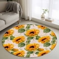 thumbnail image 1 of Retro Sunflowers Round Living Room Rugs 3.3 ft, Yellow Flowers Old Newspaper Background Washable Area Rug with Non-Slip Sturdy Edge Binding Round Front Door Mat Floor Carpet for Entryway, 1 of 9