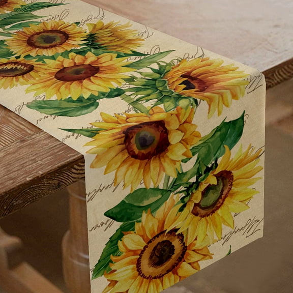 Retro Sunflowers Table Runners Universal Yellow Flowers Centerpiece Table Decorations