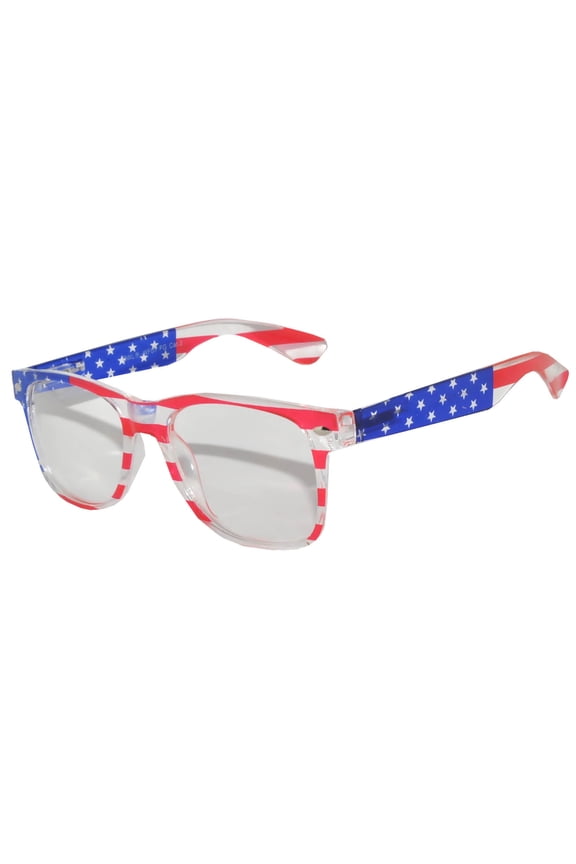 Retro Sunglasses - American Flag Clear Frame / Clear Lens