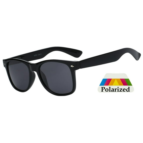 Retro Sunglasses - Black Frame / Smoke Polarized Lens