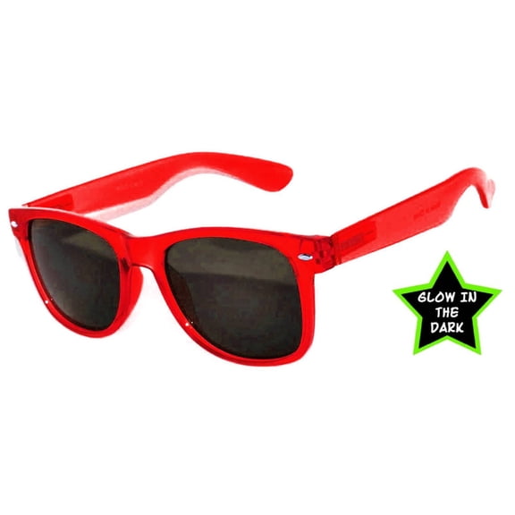 Retro Sunglasses - Glow in the Dark Red Frame / Smoke Lens