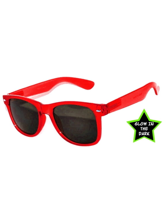 Retro Sunglasses - Glow in the Dark Red Frame / Smoke Lens