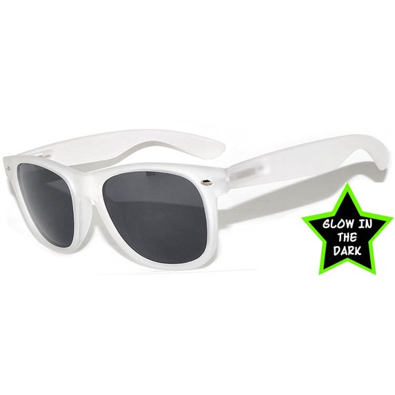 Retro Sunglasses - Glow in the Dark White Frame / Smoke Lens