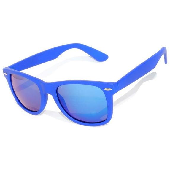 Retro Sunglasses - Matte-Dark Blue Frame / Mirror Lens