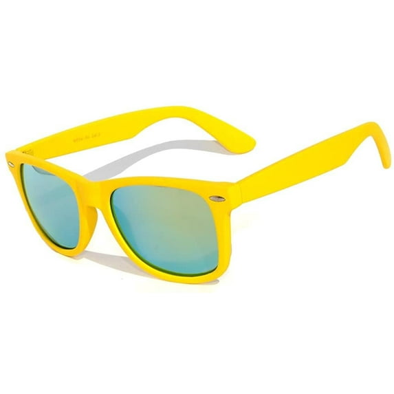 Retro Sunglasses - Matte-Yellow Frame / Mirror Lens