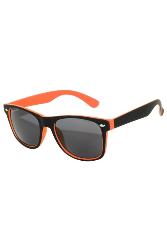 Retro Sunglasses - Two-tone Black Orange Frame / Smoke Lens