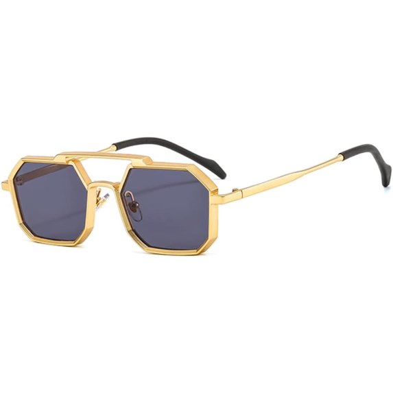 Retro Sunglasses Women Men Punk Polygon Glasses Metal Clear Mirror Shades Eyewear UV400