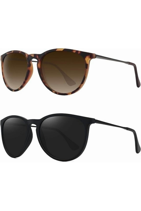 Retro Sunglasses for Women,2 Pack Womens Sun Glasses Polarized Trendy Sunglasses Classic