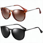 Retro Sunglasses for Women,2 Pack Womens Sun Glasses Polarized Trendy Sunglasses Classic