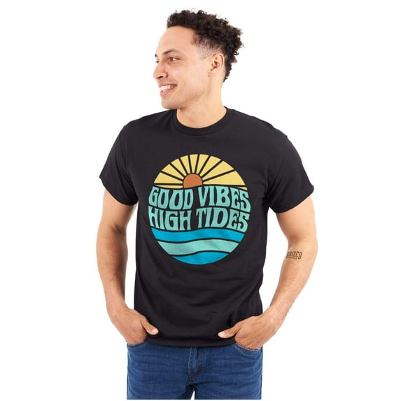 Retro Sunrise Good Vibes High Tides Men's Graphic T Shirt Tees Brisco Brands S