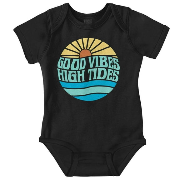 Retro Sunrise Good Vibes High Tides Romper Boys or Girls Infant Baby Brisco Brands NB